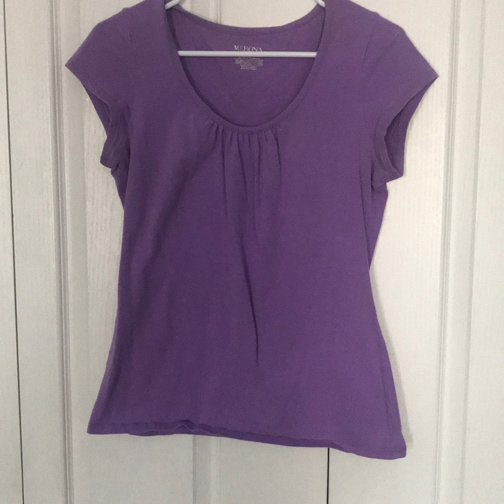 Purple Round Neck Short sleeve Blouse
